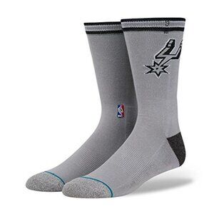 Stance Mens NBA San Antonio Spurs Crew Socks Gray Black Ribbed Size